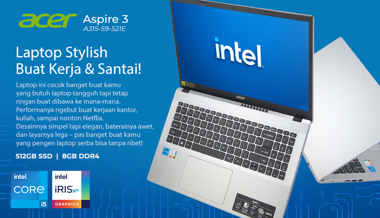 Acer Aspire 3 A315-59-521E with Intel i5 Gen 12 and 8GB RAM and 512GB SSD
