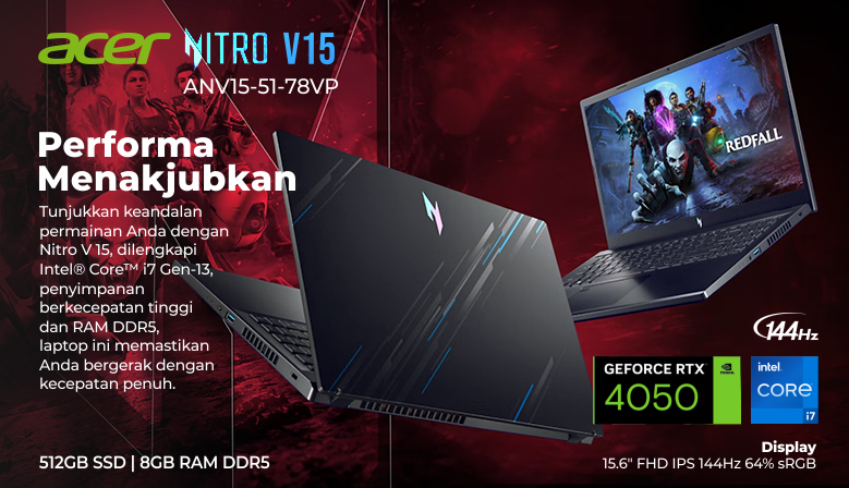 Acer Nitro V15 ANV15-51-78VP with Intel i7-13620H and NVIDIA RTX4050