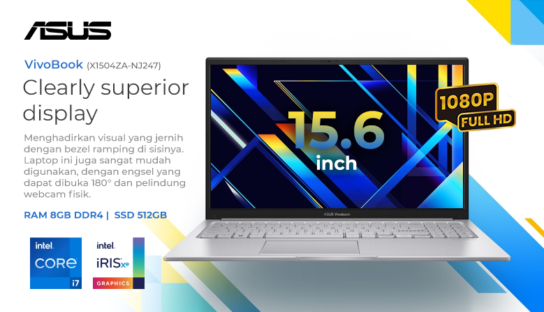 Asus VivoBook X1504ZA-NJ247 with Intel i7 12th gen and 8GB and 512GB SSD