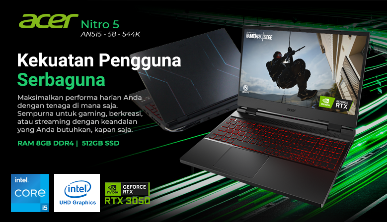 Acer Nitro 5 AN515-58-544K with Intel i5-12450H and NVIDIA RTX3050