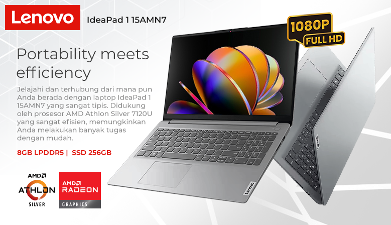 Lenovo IdeaPad 1 15AMN7 with Athlon Silver 7120U and 8GB RAM and Full HD Display