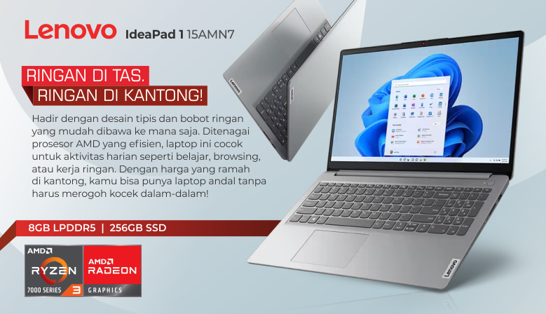 Lenovo IdeaPad 1 15AMN7 with Ryzen 3 7000 Series and 8GB DDR5