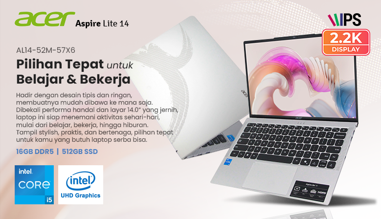 Acer Aspire Lite 14 AL14-52M-57X6 with Intel i5-1334u and 16GB RAM and 2K Display