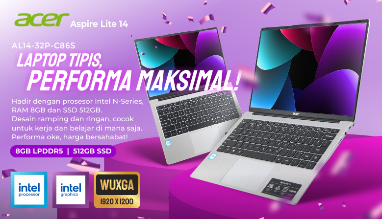 Acer Aspire Lite 14 AL14-32P-C86S with Intel N150 and 8GB RAM and IPS Display